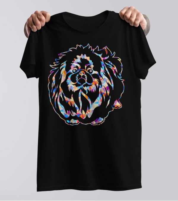 Pekingese Pekingese Geometric Co Vibrant Multicolored Canine T-Shirt