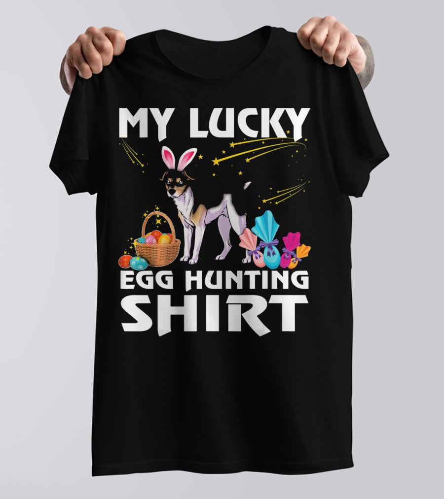 My Lucky Egg Hunting Shirt Rat Terrier Dog Bunny Happy Easter T-Shirt