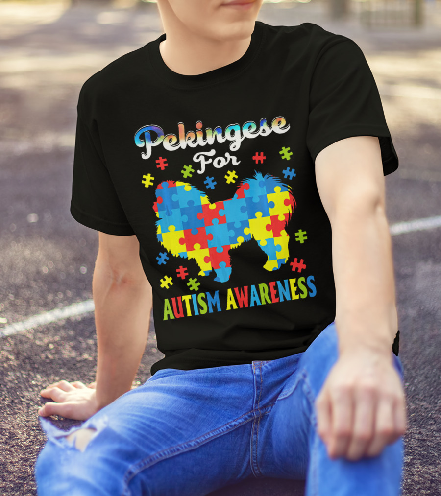 Pekingese For Autism Awareness Puzzle T-Shirt