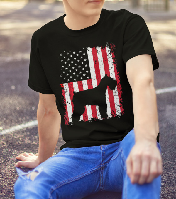 Standard Schnauzer American Flag 4th Of July T-Shirt