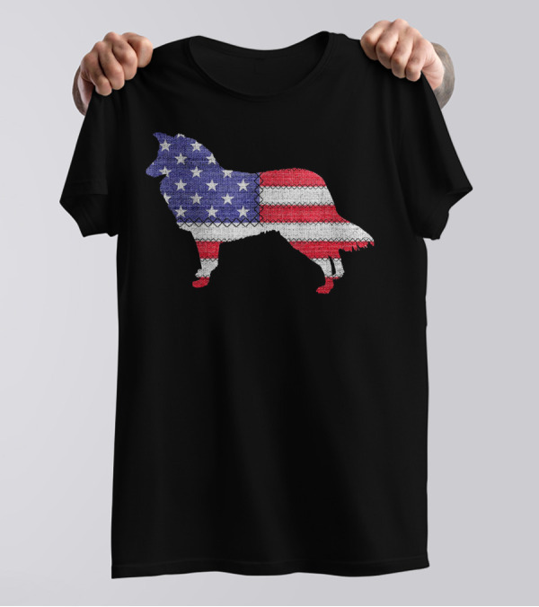 Patriotic SHELTIE American Flag T-Shirt