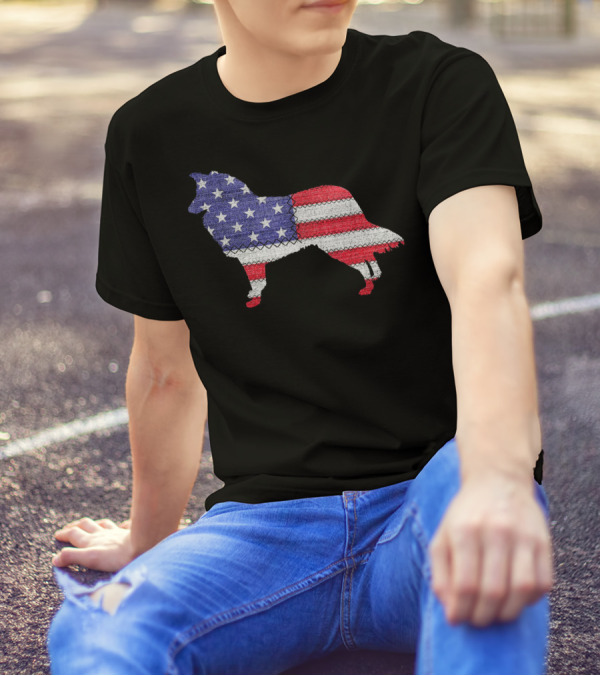Patriotic SHELTIE American Flag T-Shirt