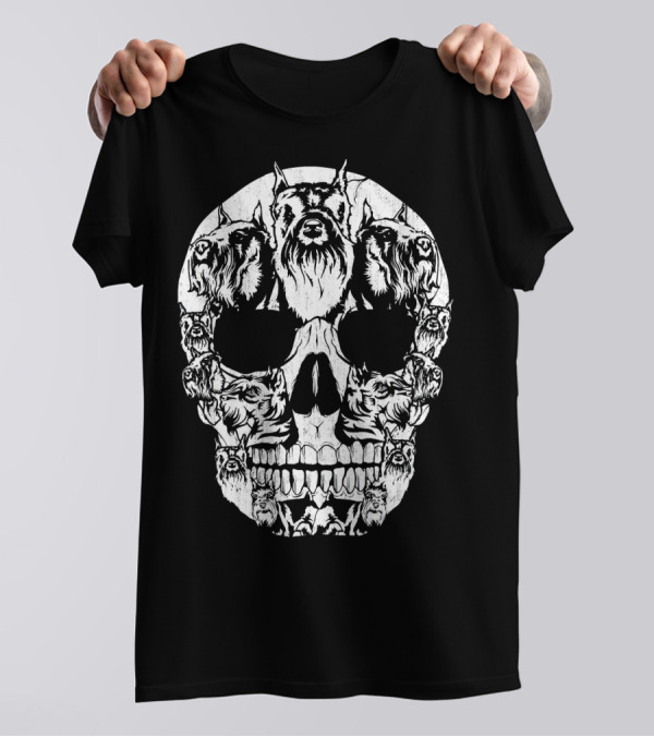Schnauzer Dog Skull Halloween Costume T-Shirt