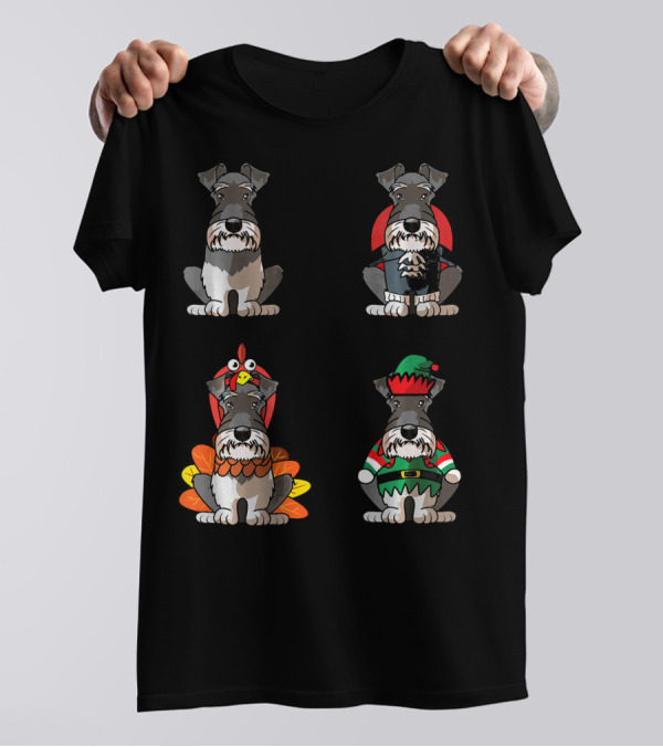 Miniature Schnauzer Festive Costumes Variety T-Shirt