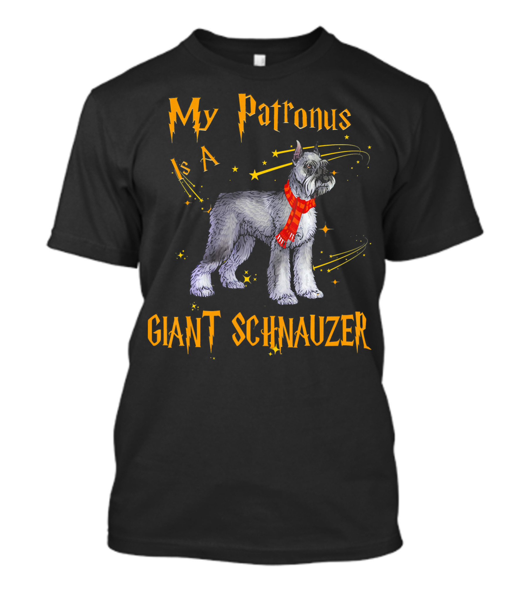 My Patronus Is A Giant Schnauzer Dog Wearing Red Scarf And Magic Stars T-Shirt