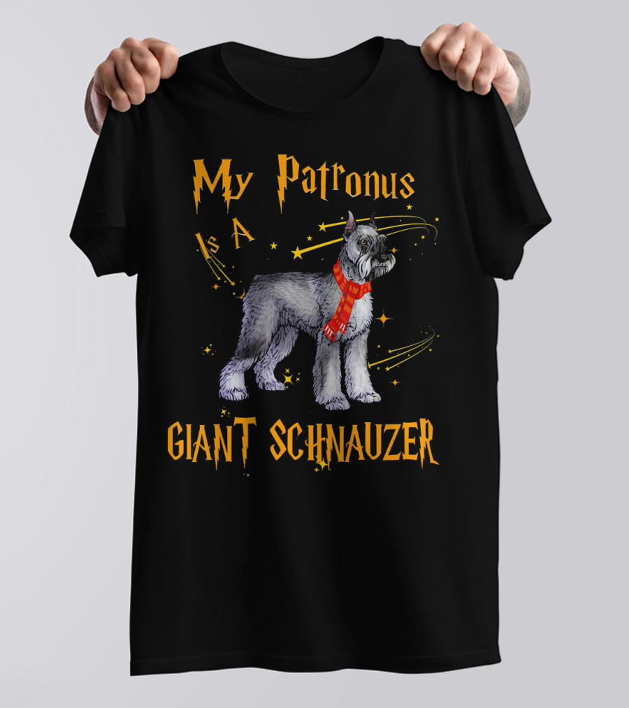 My Patronus Is A Giant Schnauzer Dog Wearing Red Scarf And Magic Stars T-Shirt