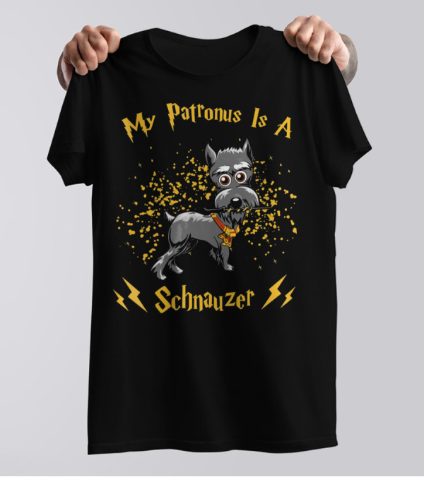 My Patronus Is A Schnauzer Dog With Lightning Bolts And Stars T-Shirt