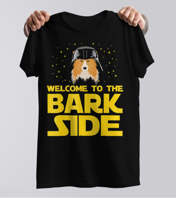 Welcome To The Bark Side Shetland Sheepdog Helmet Stars T-Shirt