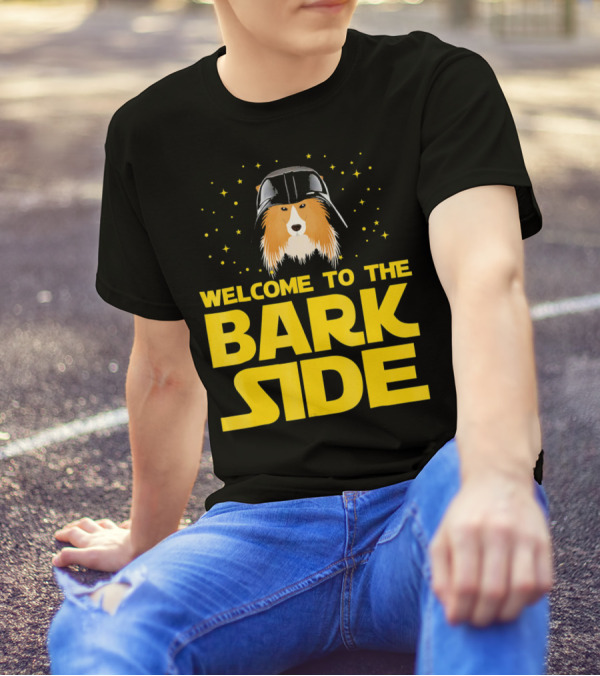 Welcome To The Bark Side Shetland Sheepdog Helmet Stars T-Shirt