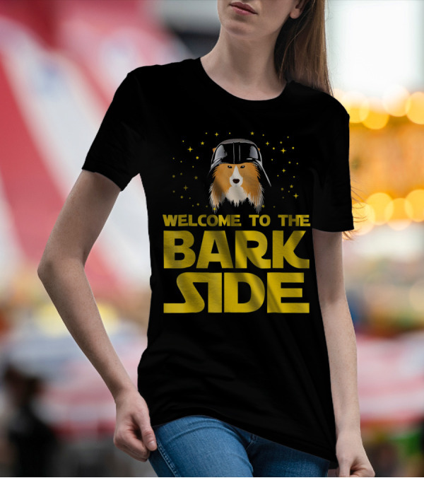 Welcome To The Bark Side Shetland Sheepdog Helmet Stars T-Shirt
