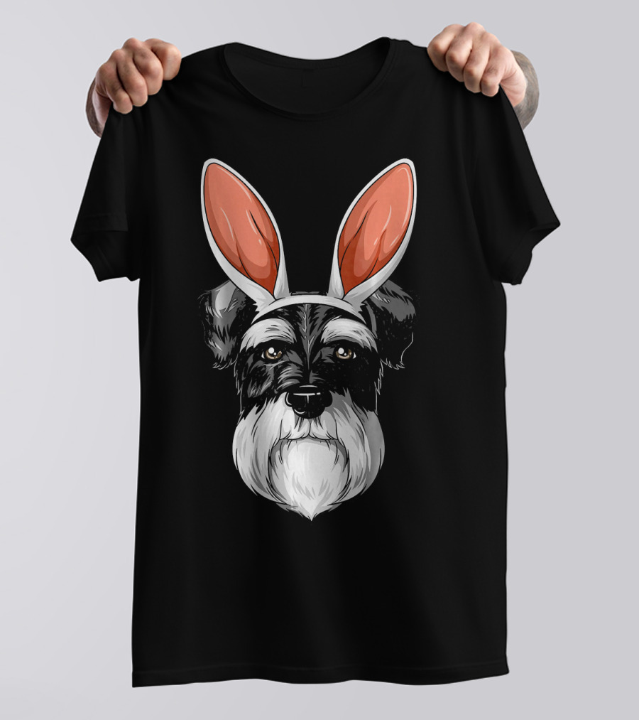Schnauzer Easter Bunny Ears Cute Dog Head T-Shirt