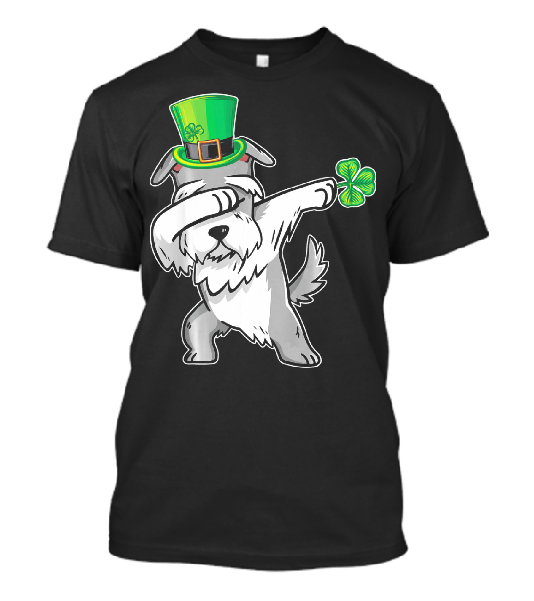 Miniature Schnauzer Dab Dabbing Dance With Leprechaun Hat And Shamrock T-Shirt