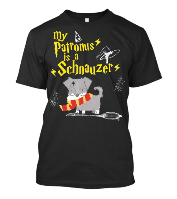 My Patronus Is A Schnauzer Wizard Dog With Lightning, Hat, And Scarf T-Shirt
