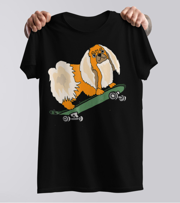 Smilealottees Funny Pekingese On Skateboard T-Shirt