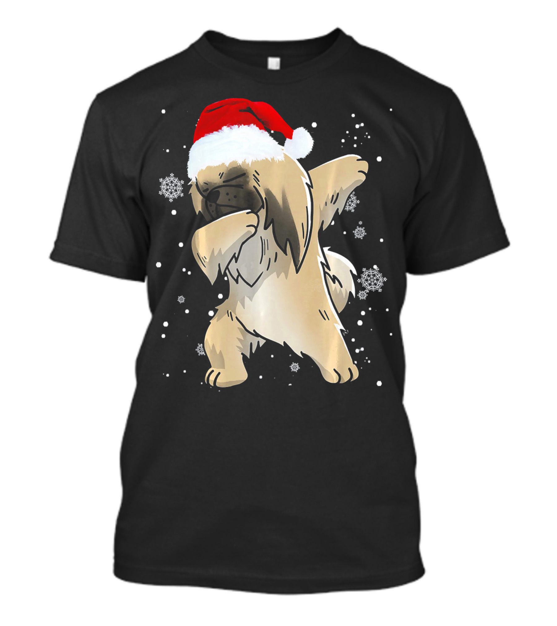 Pekingese Dabbing Christmas Santa Hat Snowflakes Love T-Shirt
