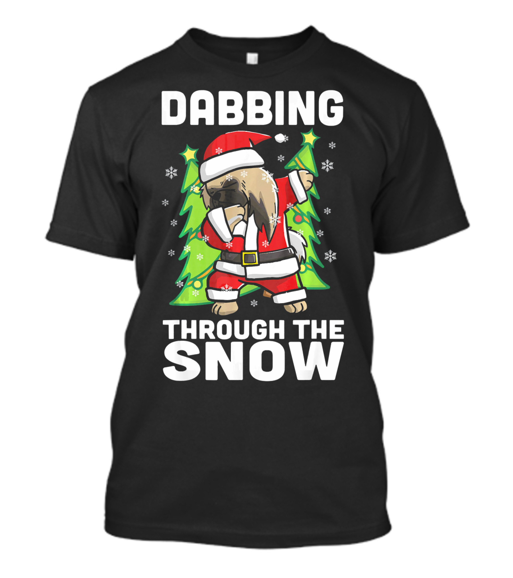 Dabbing Through The Snow Pekingese Santa Christmas Trees T-Shirt