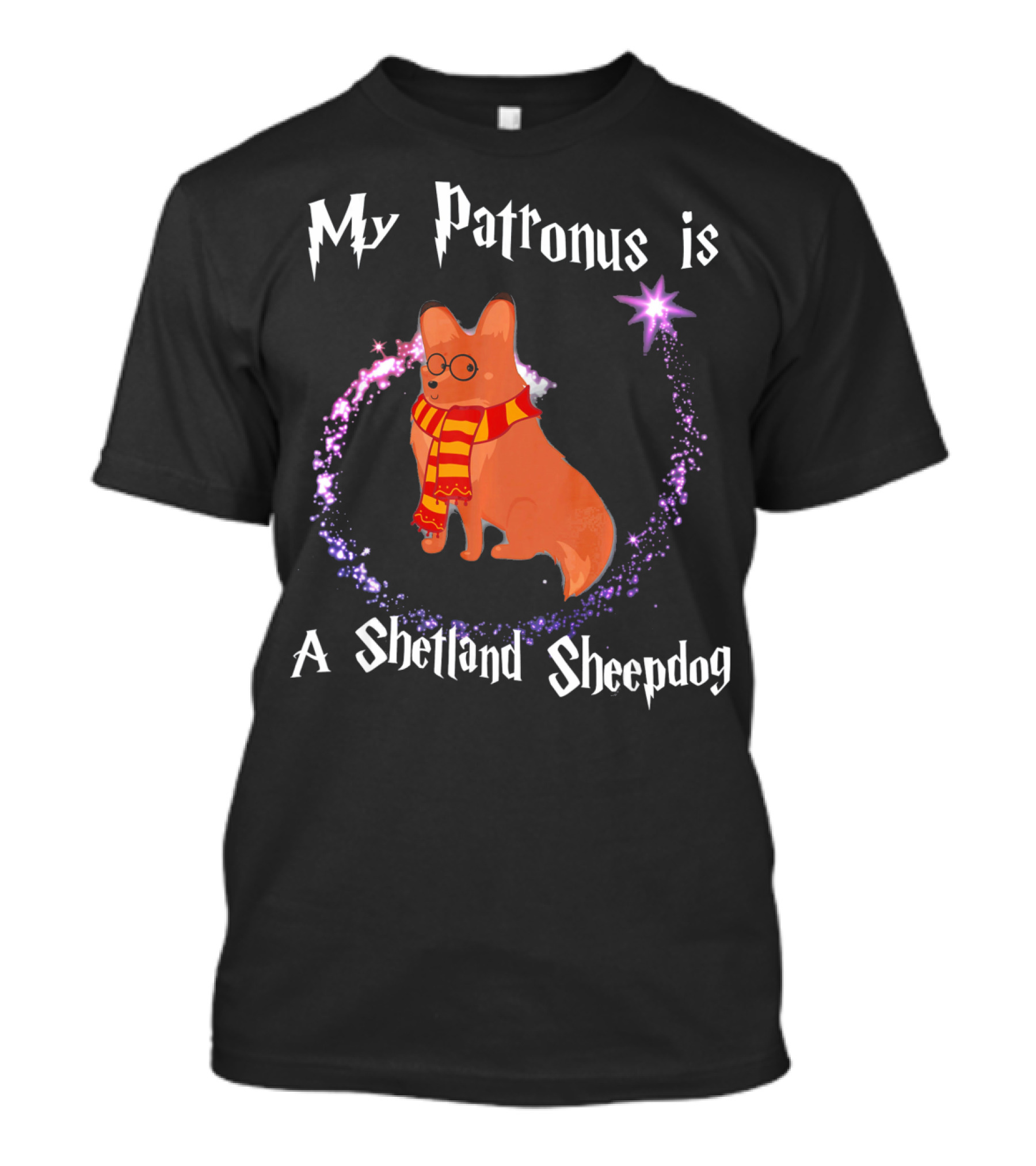 My Patronus Is A Shetland Sheepdog With Magical Sparkle And Wizard Scarf T-Shirt
