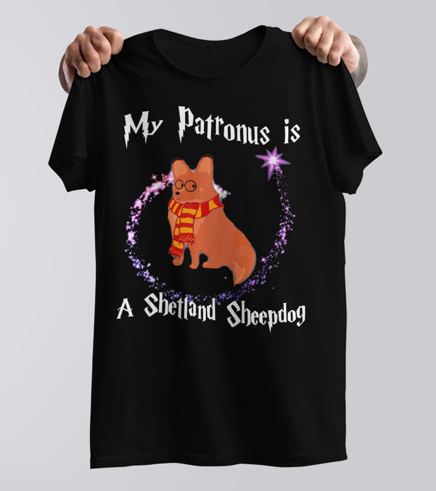 My Patronus Is A Shetland Sheepdog With Magical Sparkle And Wizard Scarf T-Shirt
