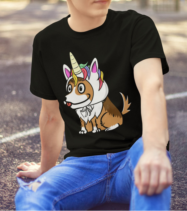 Shetland Sheepdog Wearing Colorful Unicorn Hat T-Shirt