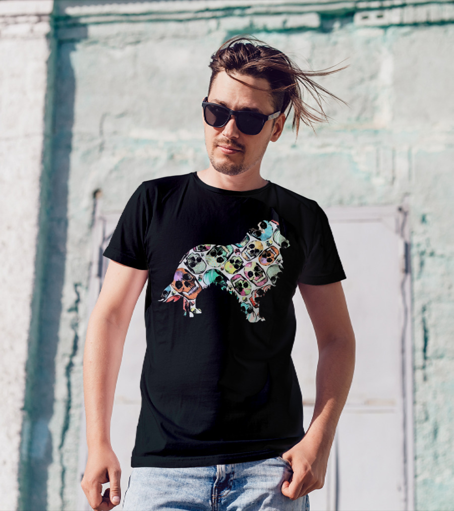 Zombie Sheltie Skull Halloween Funny T-Shirt