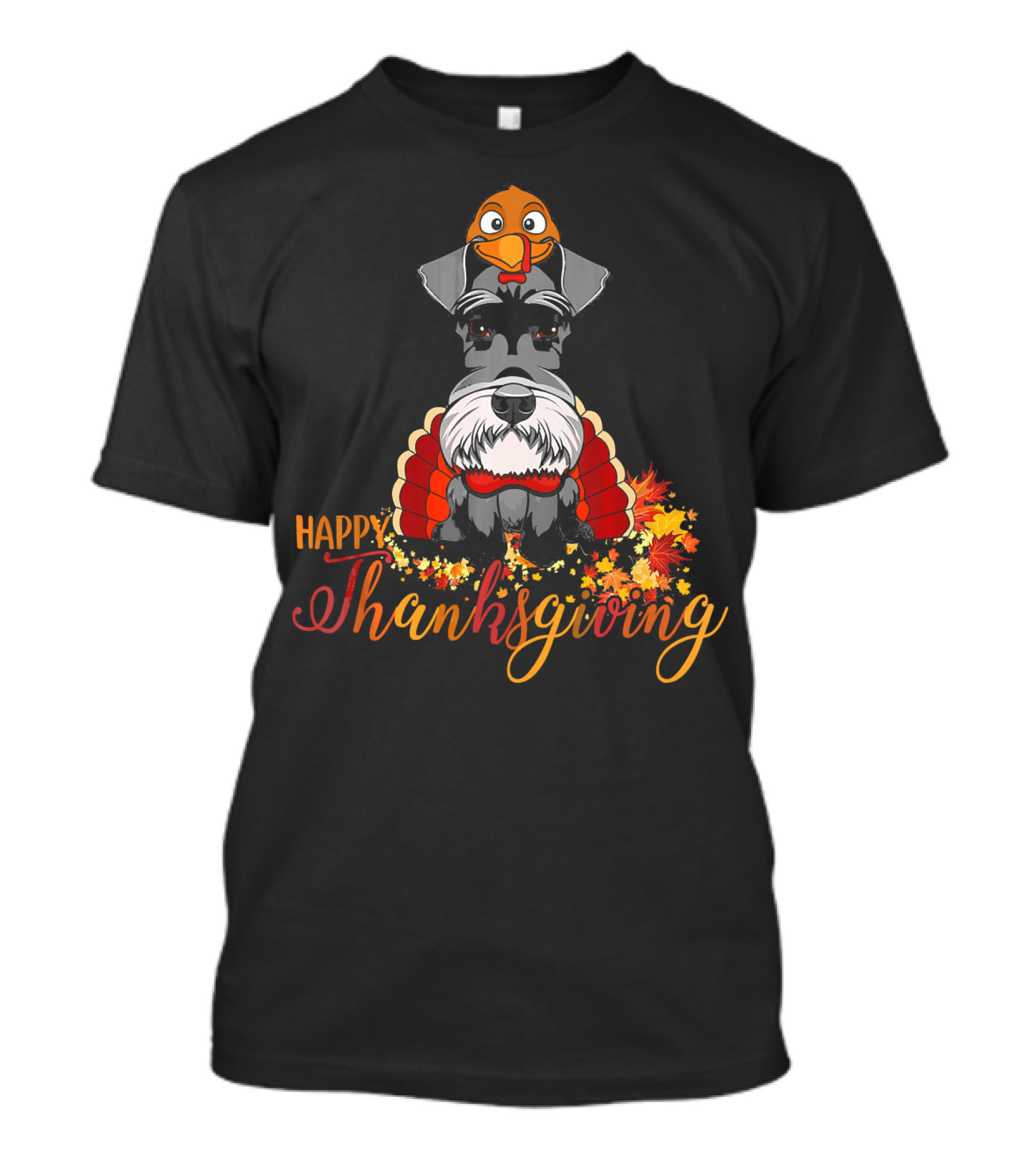 Schnauzer Dogs Happy Thanksgiving Turkey Dish Wine T-Shirt