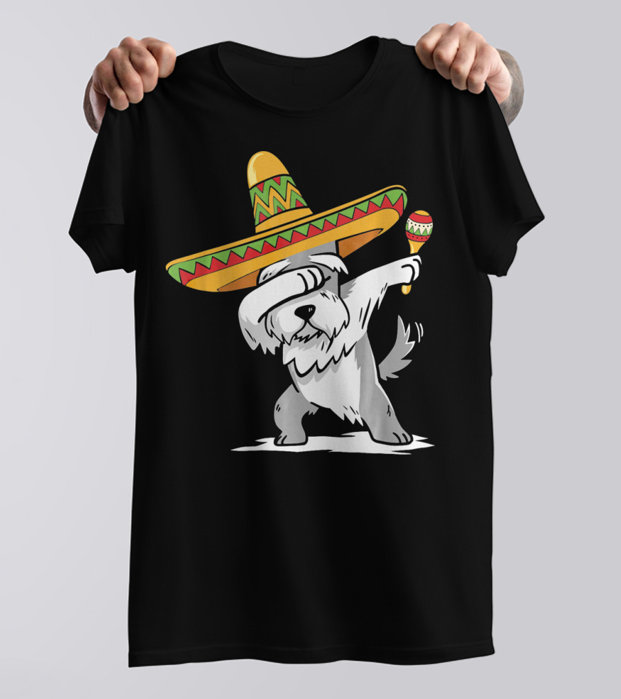 Schnauzer Dabbing Sombrero Maracas Cinco De Mayo T-Shirt
