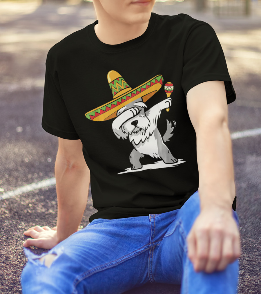 Schnauzer Dabbing Sombrero Maracas Cinco De Mayo T-Shirt