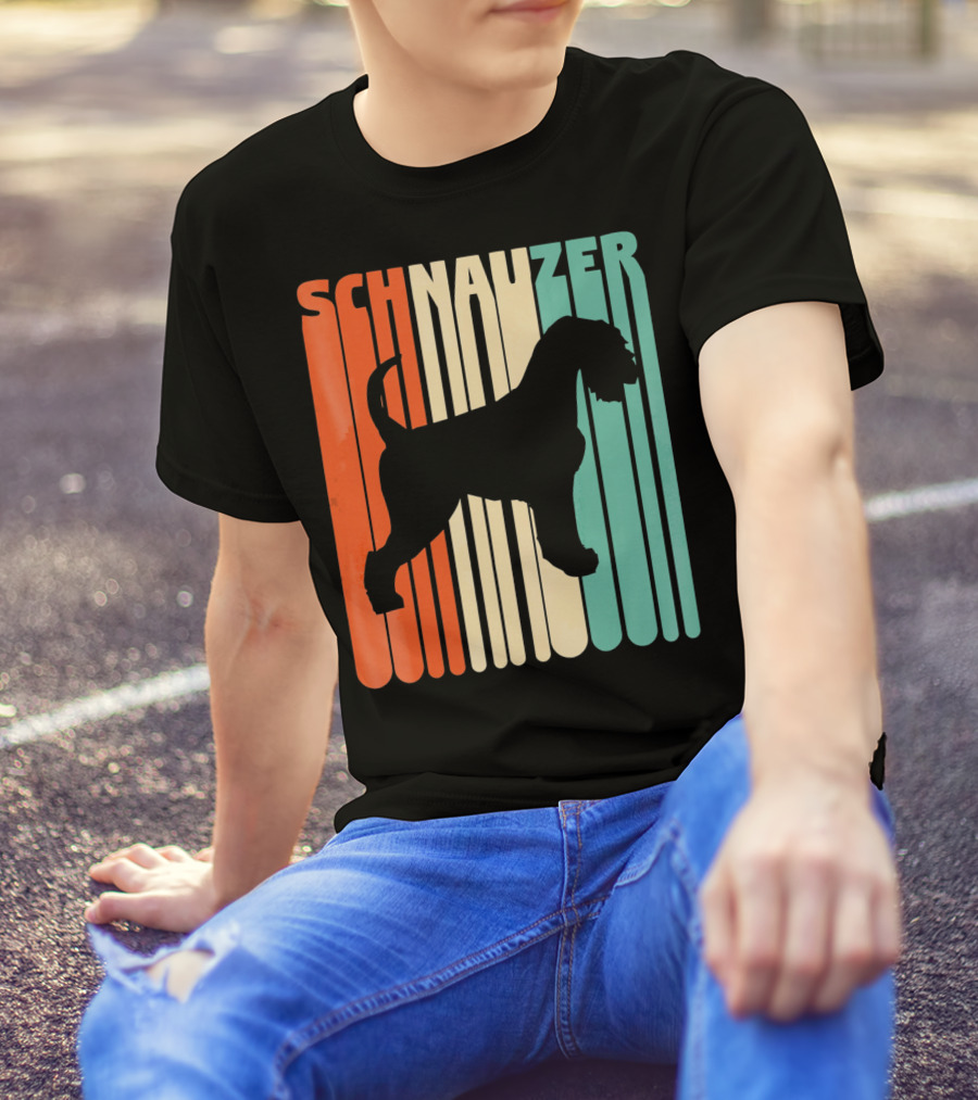 Schnauzer Silhouette Retro Vintage Schnauzer T-Shirt