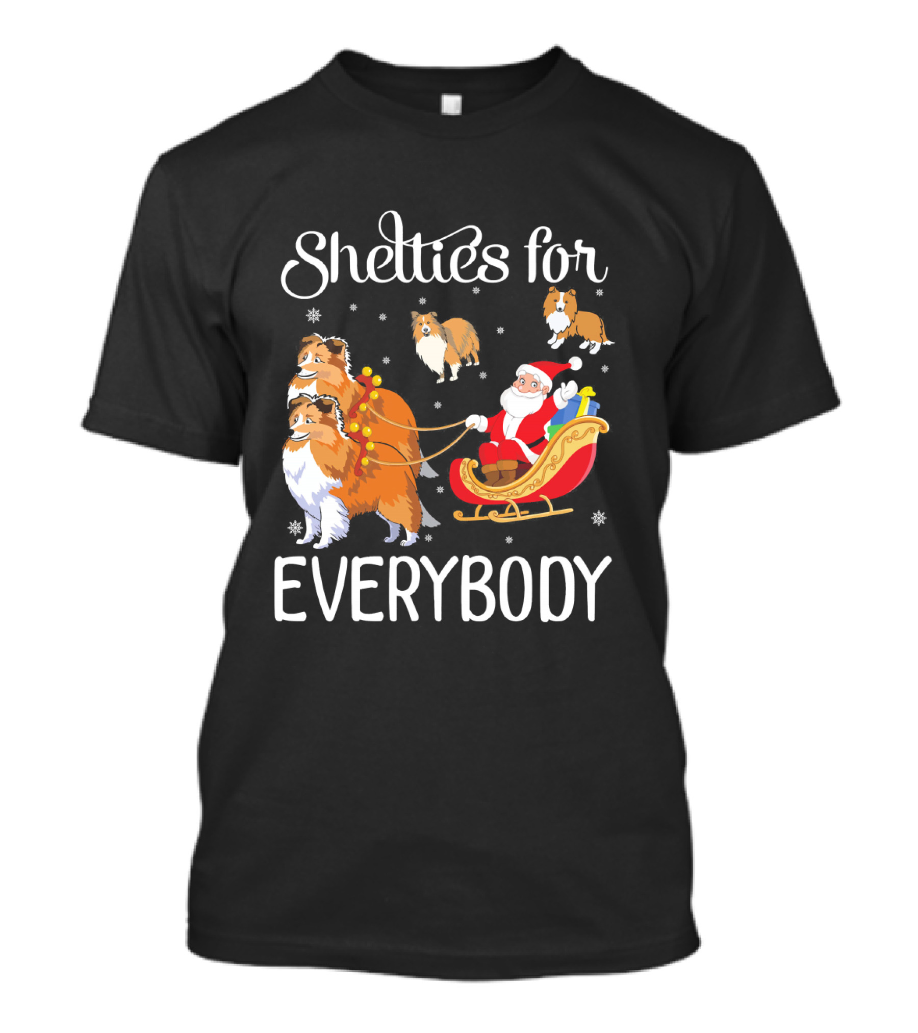 Shelties For Everybody Santa Claus With Sheltie Dogs T-Shirt