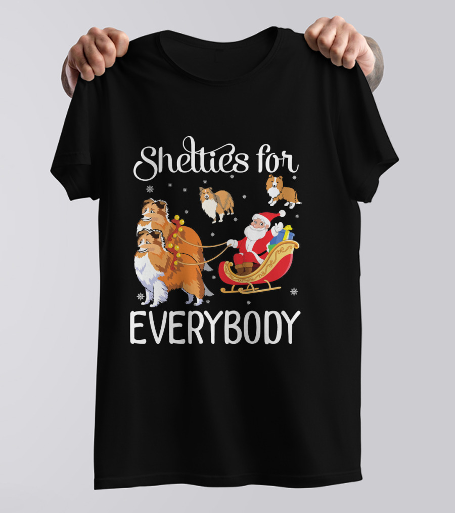 Shelties For Everybody Santa Claus With Sheltie Dogs T-Shirt