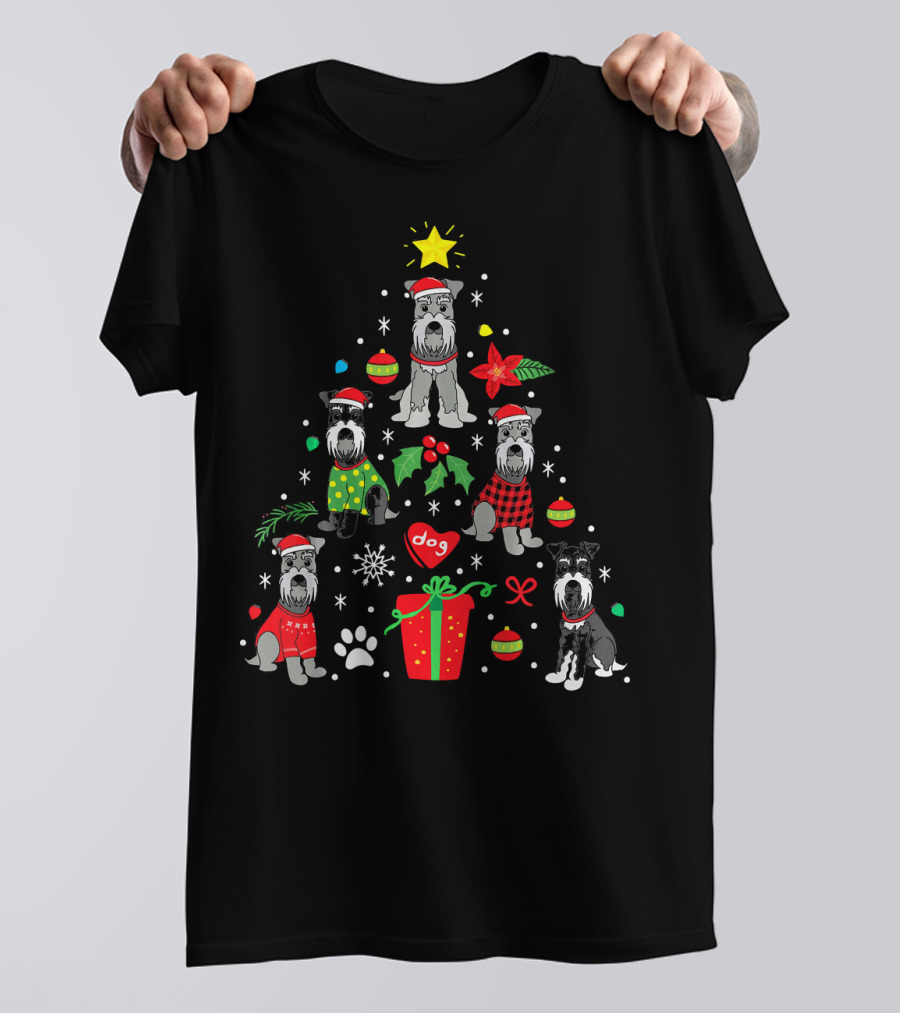 Miniature Schnauzer Dog Christmas Tree Ornament Star Present T-Shirt