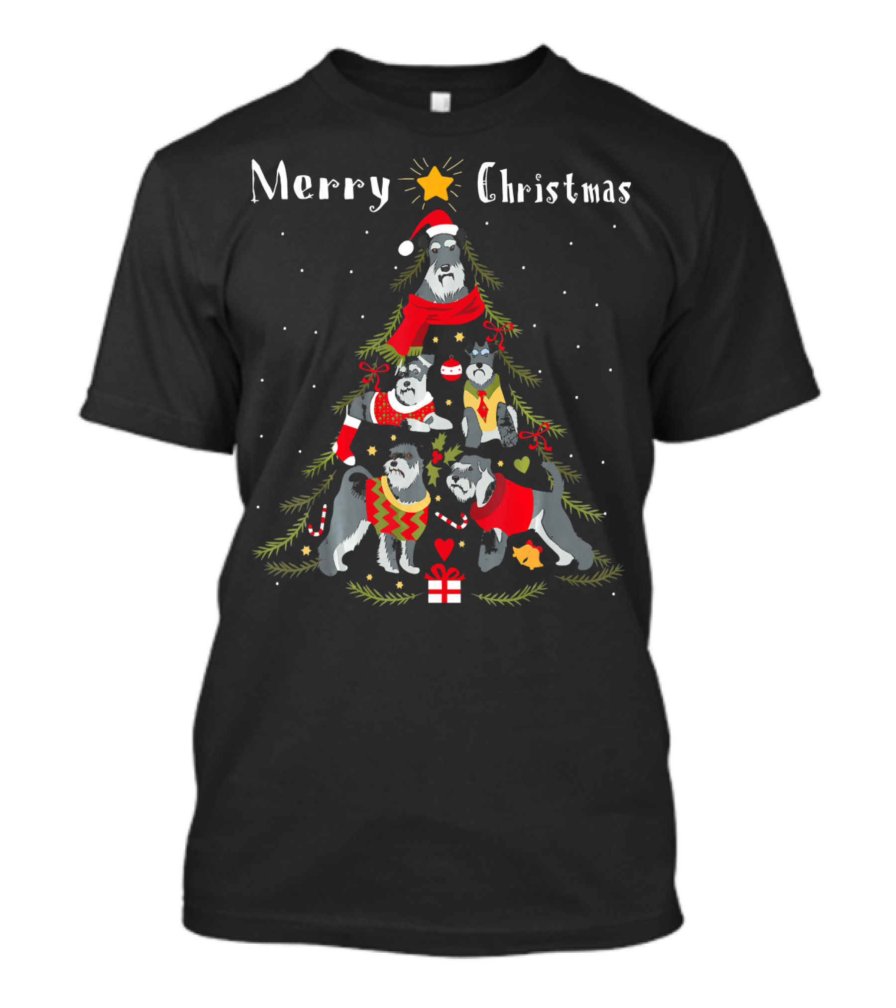 Merry Christmas Schnauzer Christmas Tree T-Shirt