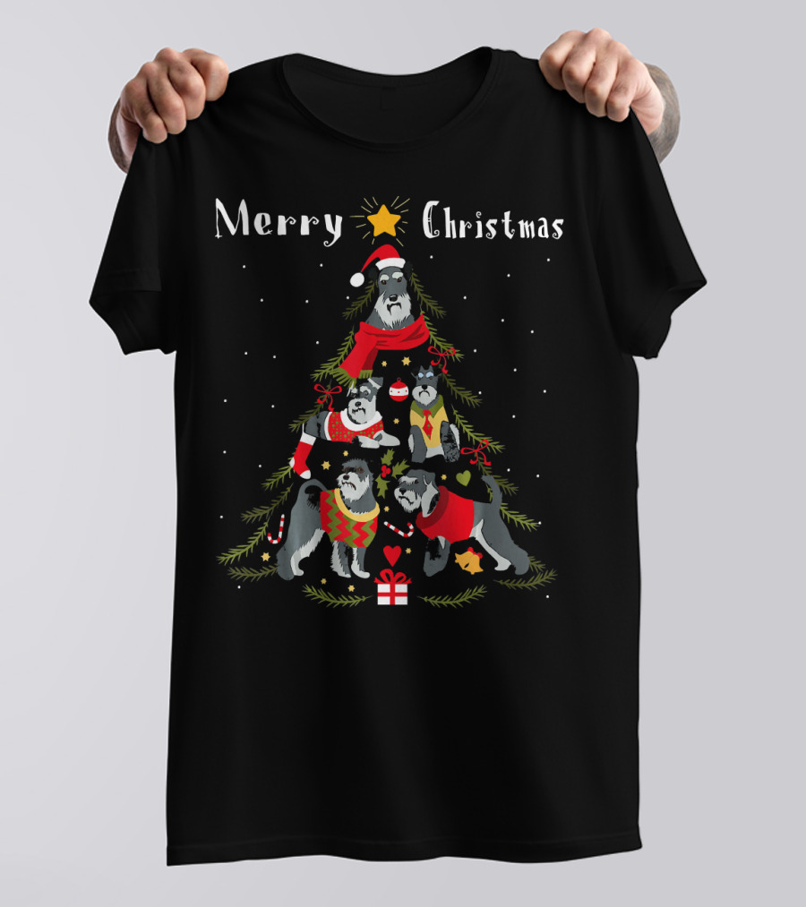 Merry Christmas Schnauzer Christmas Tree T-Shirt