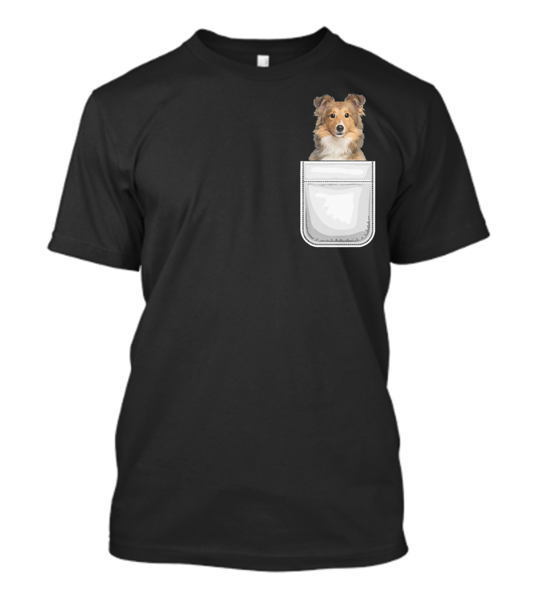 Sheltie Shetland Sheepdog Puppy Dog In Pocket T-Shirt