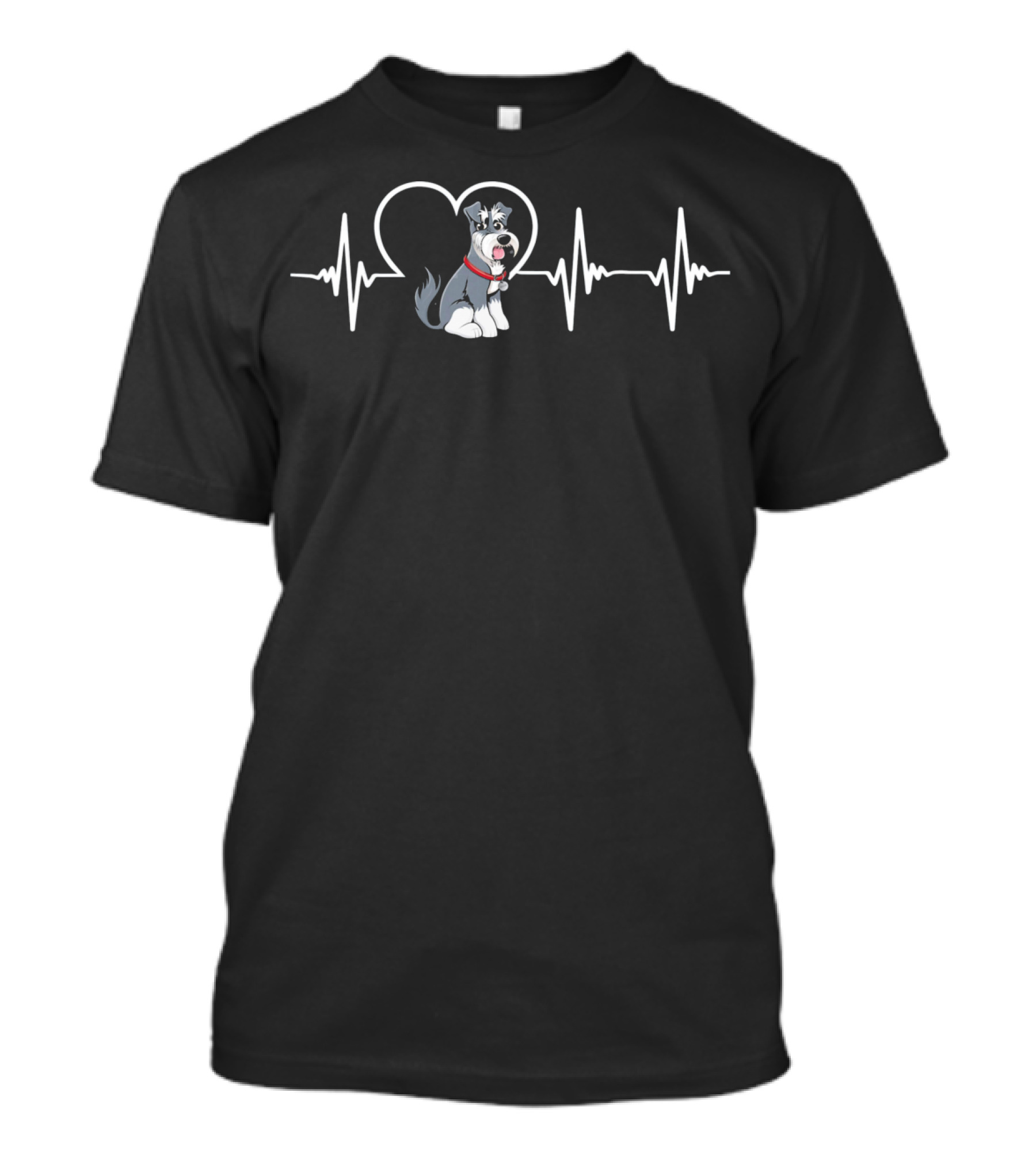 Schnauzer Heartbeat Love With Dog And Heartbeat Line T-Shirt