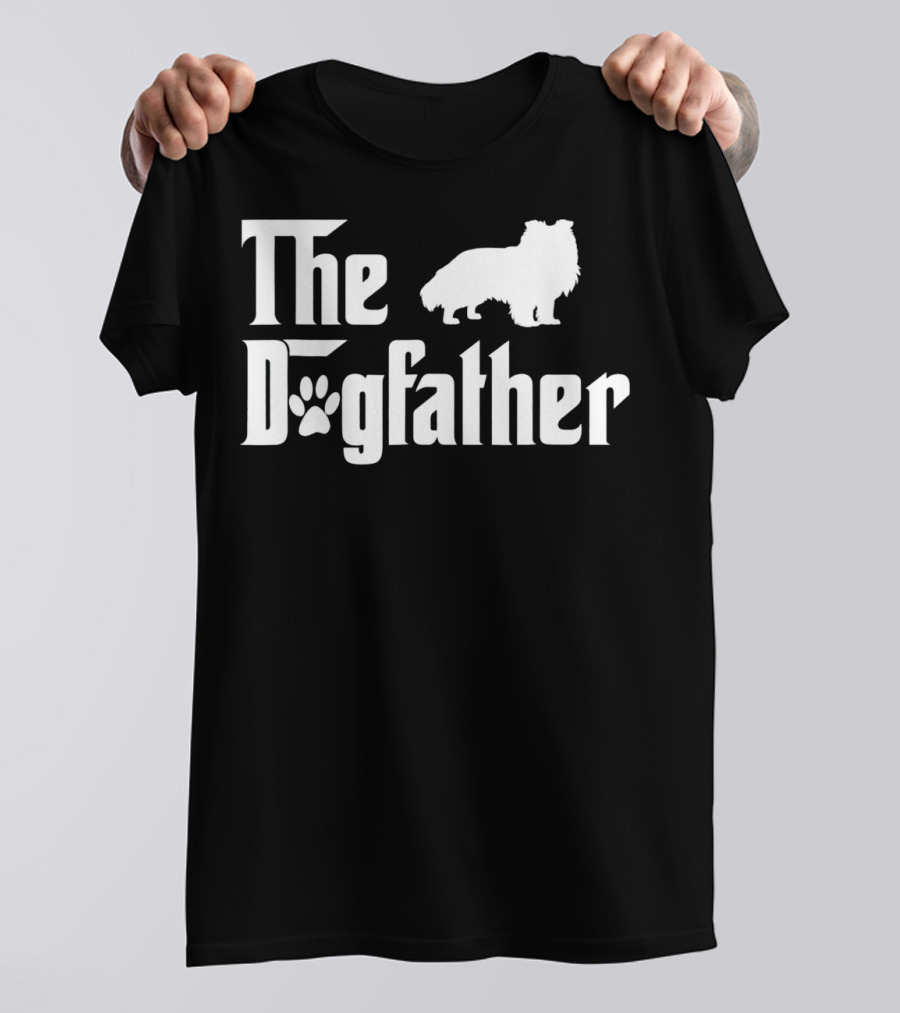 The Dogfather Shetland Sheepdog Silhouette Paw Prints T-Shirt