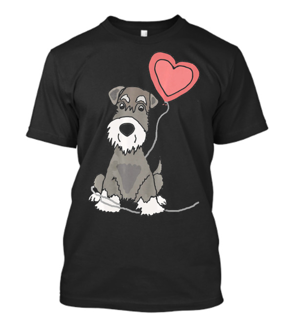 Funny Schnauzer Holding Heart Balloon SmileteesPets T-Shirt