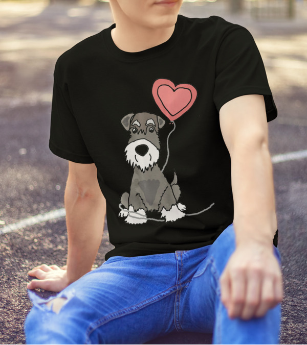 Funny Schnauzer Holding Heart Balloon SmileteesPets T-Shirt