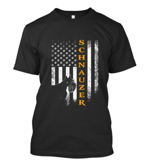 Vintage USA Schnauzer Dog American Flag T-Shirt