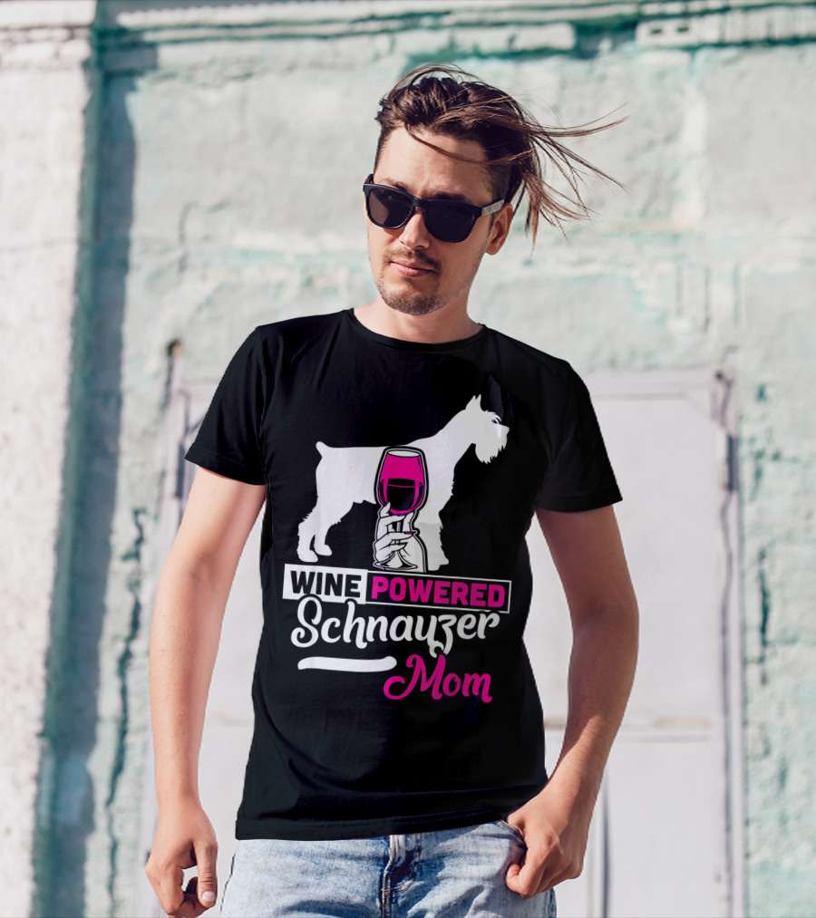 Wine Powered Schnauzer Mom T-Shirt