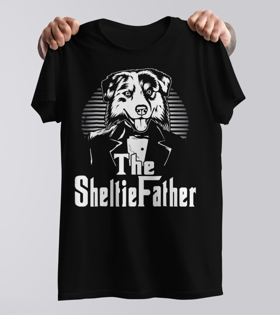 The Sheltie Father Man Dog Face Tuxedo Mafia T-Shirt