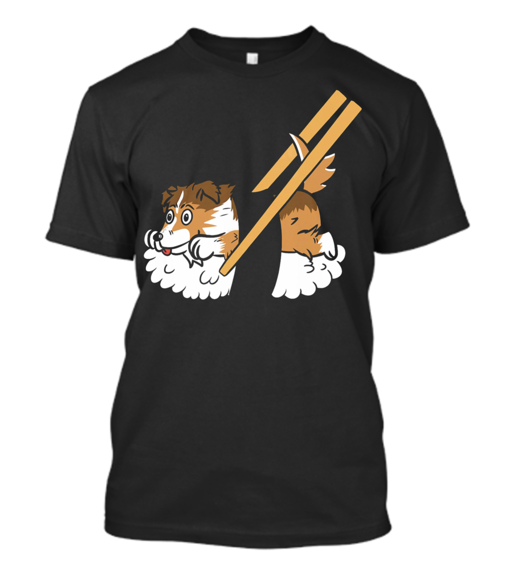 Shetland Sheepdog Sushi Roll Chopsticks Playful T-Shirt