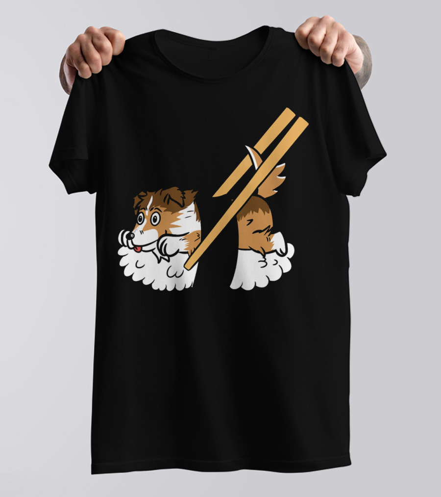 Shetland Sheepdog Sushi Roll Chopsticks Playful T-Shirt