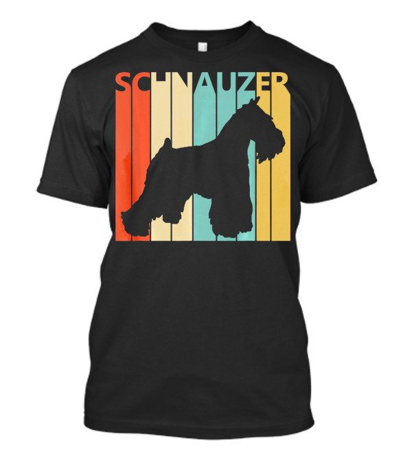 Schnauzer Colorful Retro Silhouette Stripes For Dog Dad T-Shirt