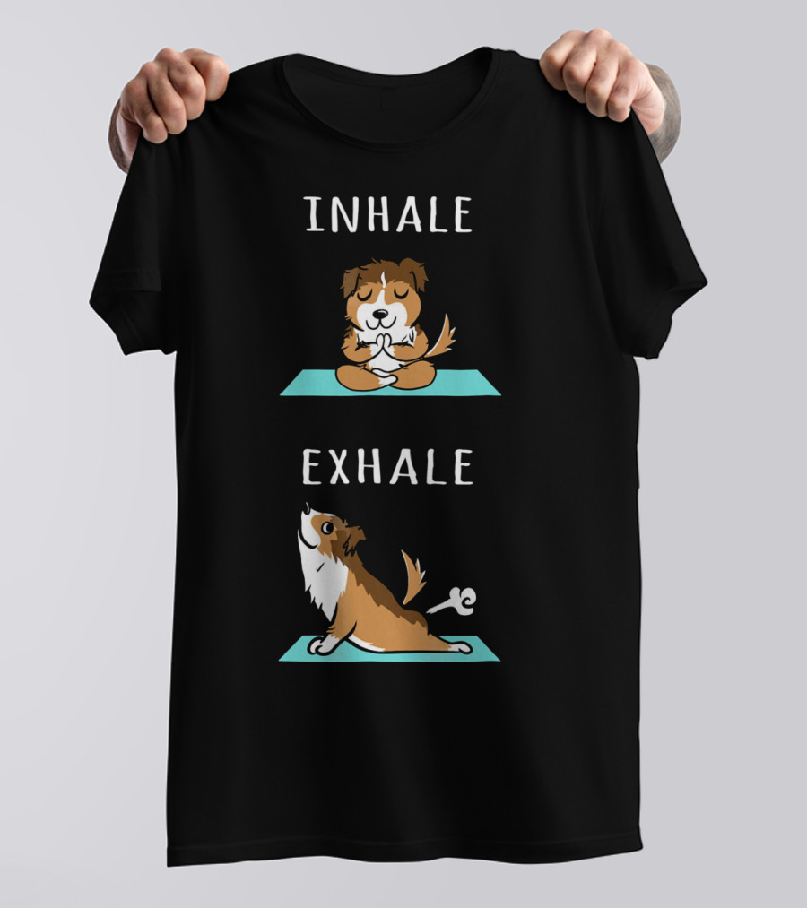Shetland Sheepdog Yoga Inhale Exhale Cute Meditation Pose T-Shirt