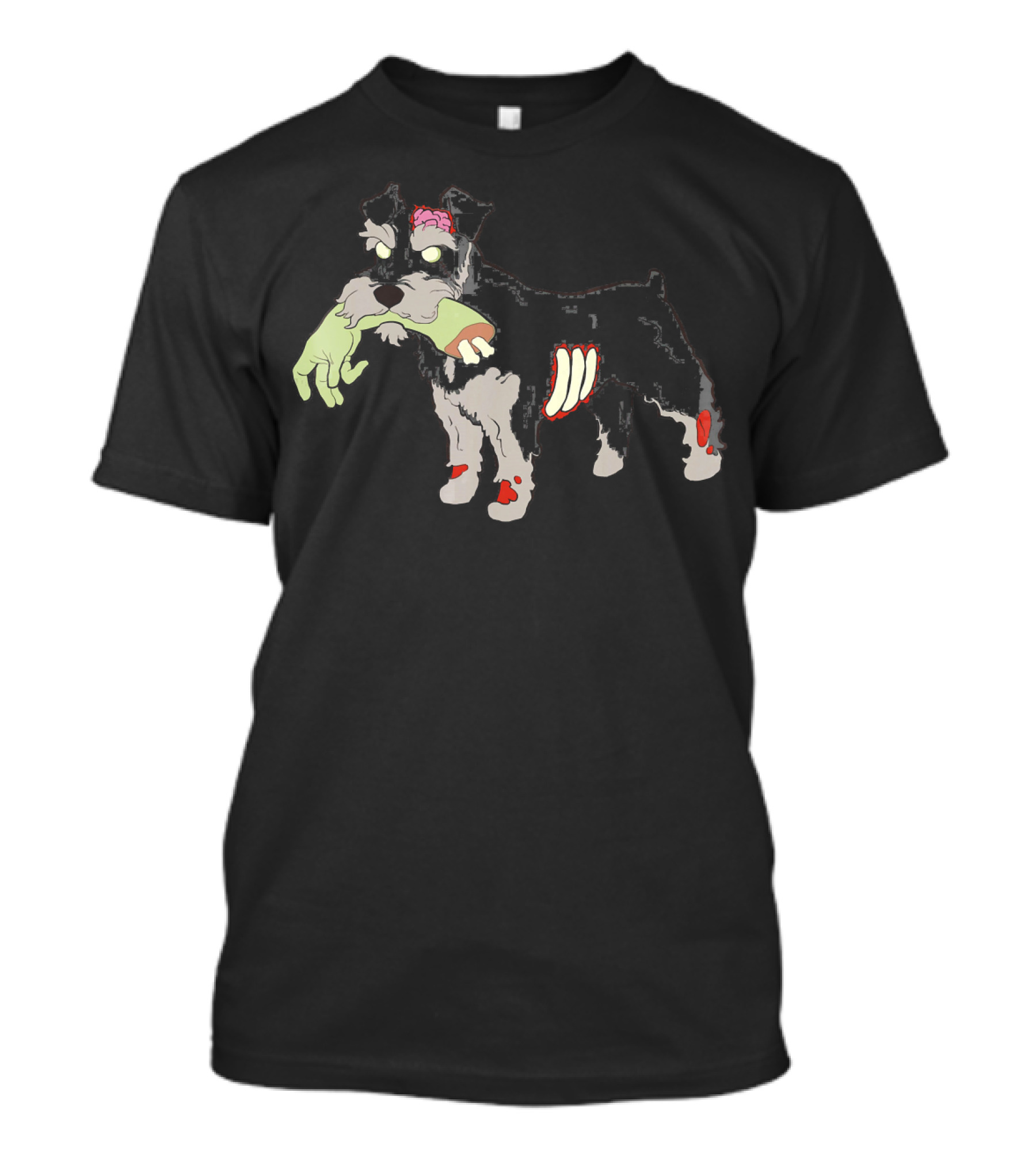 Schnauzer Zombie Dog With Glowing Eyes And Detached Limb T-Shirt
