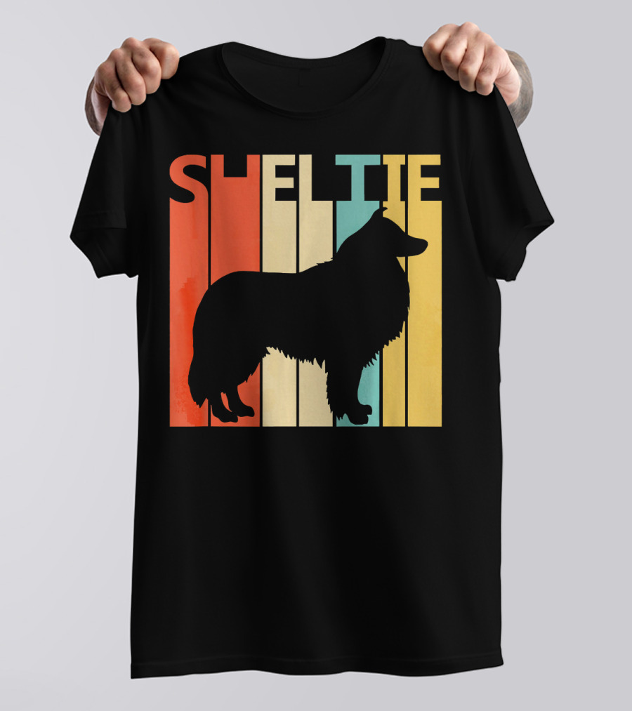 Shetland Sheepdog Retro Silhouette For Sheltie T-Shirt