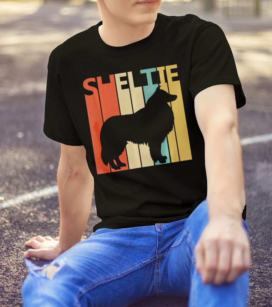 Shetland Sheepdog Retro Silhouette For Sheltie T-Shirt