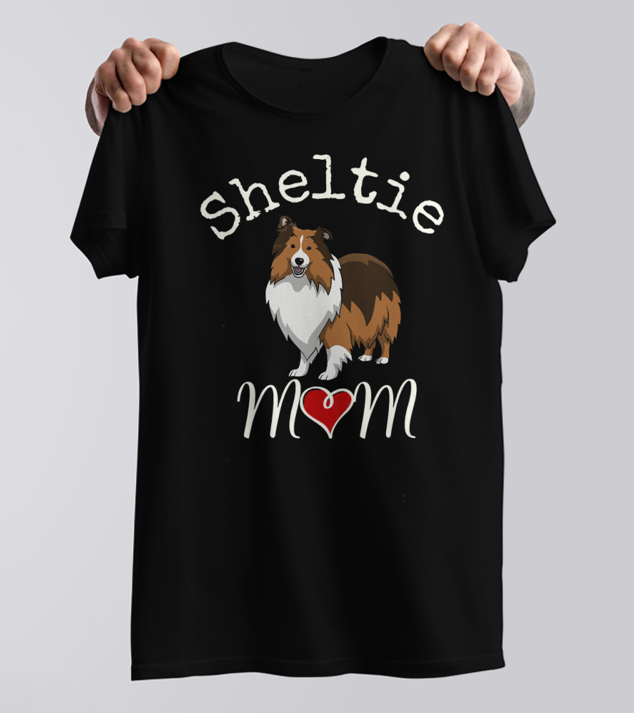 Sheltie Mom Sheltie Dog Heart Mom T-Shirt
