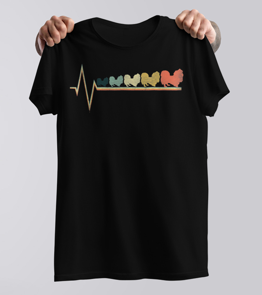 Vintage Retro Pekingese Dog Heartbeat T-Shirt
